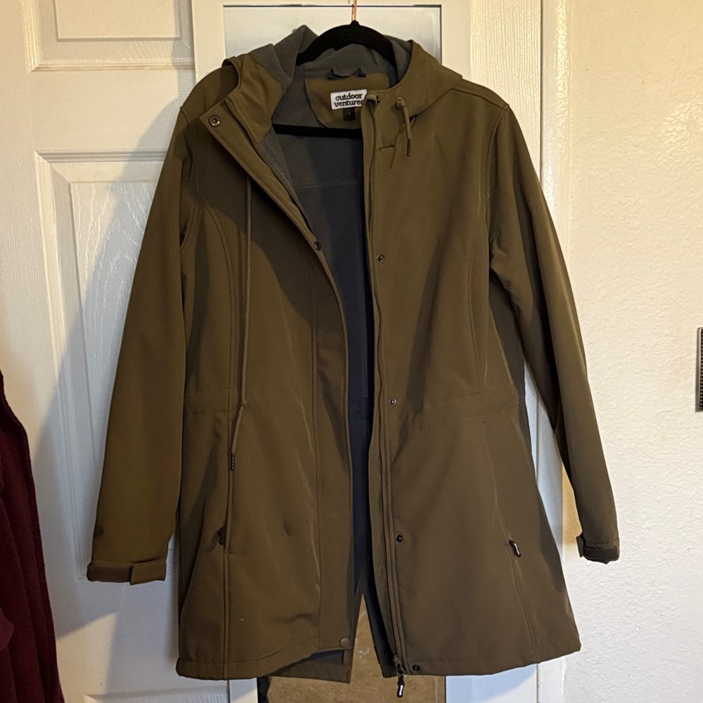 Outdoor Ventures Olive Hooded Jacket size Large